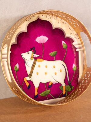 Decorative Tray Cow Print (Purple)