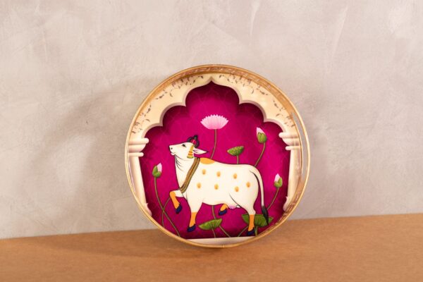 PR-BR-026B Decorative Tray Cow Print (Purple)