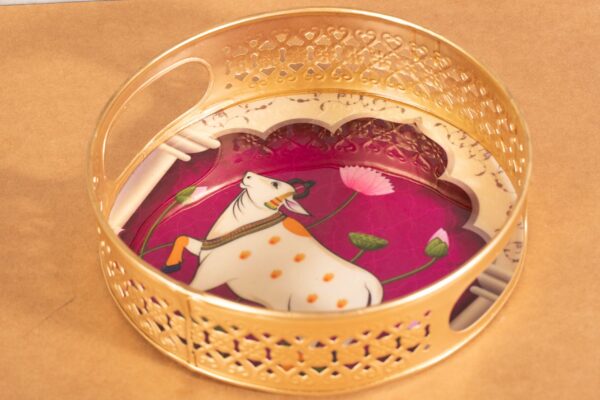 PR-BR-026D Decorative Tray Cow Print (Purple)