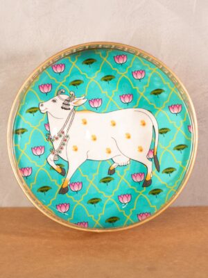 Decorative Tray Cow Print (Turqoise)