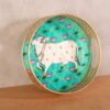 Decorative Tray Cow Print (Turqoise)