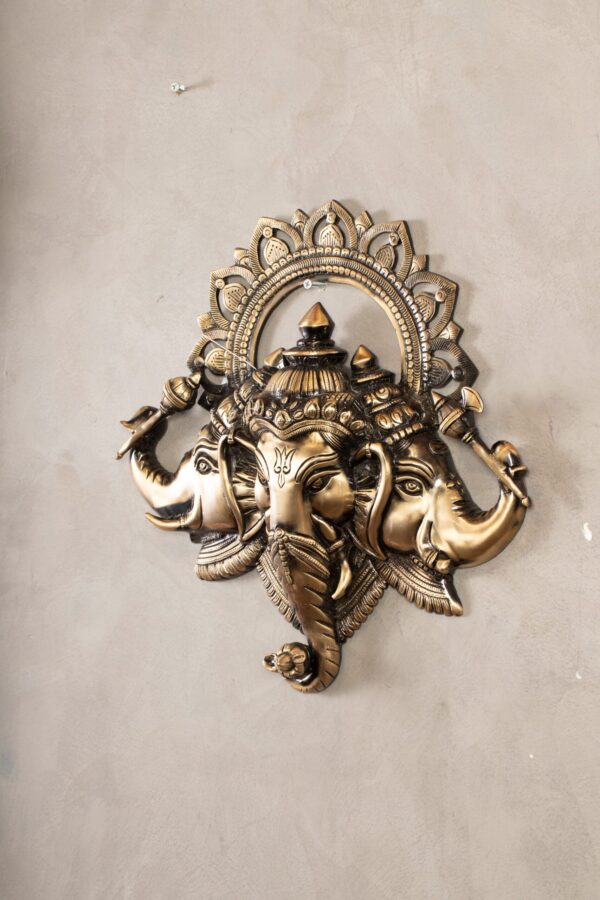 PR-BR-035C 3 Head Ganesha Wall Decor