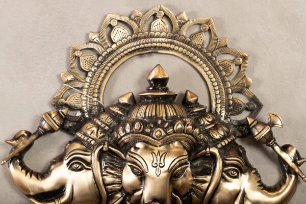 PR-BR-035D 3 Head Ganesha Wall Decor