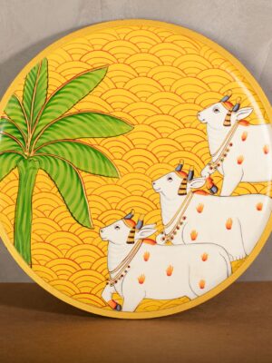 Wooden Pichwai Hand Painted Plates