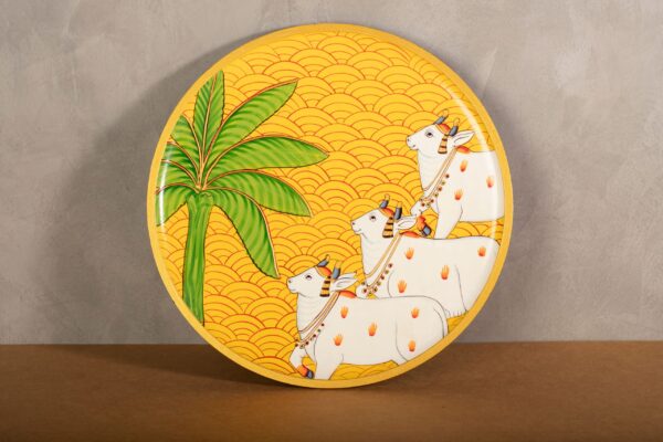 PR-BR-068A Wooden Pichwai Hand Painted Plates
