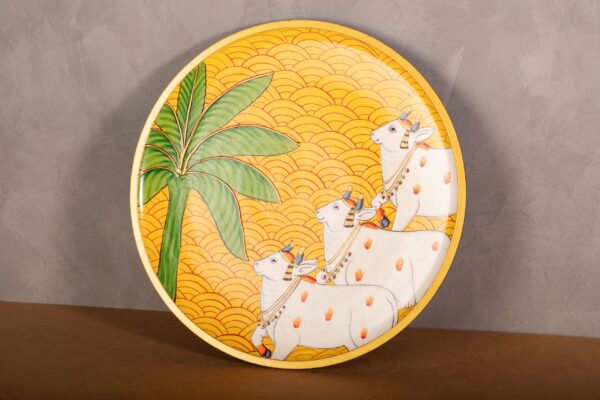 PR-BR-068B Wooden Pichwai Hand Painted Plates