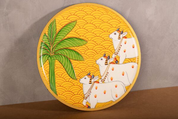 PR-BR-068C Wooden Pichwai Hand Painted Plates